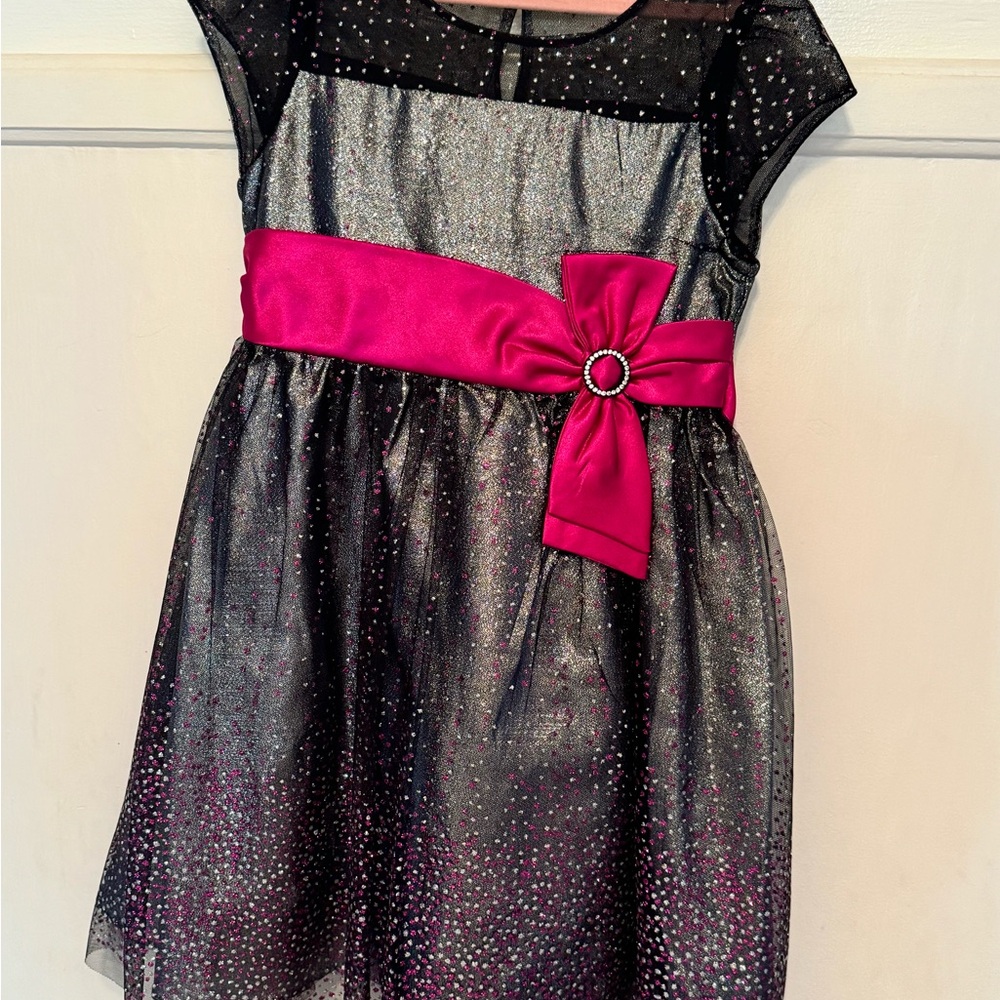Jona Michelle Glittery Black Dress with Pink Accents